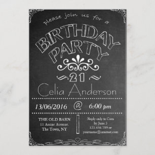 Invitation 21ème Chalkboard Anniversaire Célébration Invitati