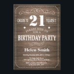 Invitation 21ème cru rustique d'invitation d'anniversaire<br><div class="desc">21ème invitation rustique d'anniversaire avec l'arrière - plan en bois rustique. Cru rétro. Anniversaire adulte. Anniversaire masculin d'hommes ou de femmes. Enfants garçon ou Madame Teen Teenage Bday Invite de fille. 13ème 15ème 16ème 18ème 20ème 21ème 30ème quarantième cinquantième soixantième soixante-dixième quatre-vingtième quatre-vingt-dixième 100th. Tout âge. Pour davantage de personnalisation,...</div>