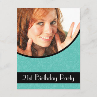 Invitation 21ème Damassé Teal d'invitations de fête