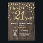 Invitation 21ème diamant d'anniversaire de surprise en bois<br><div class="desc">Étonnez la 21ème invitation d'anniversaire avec l'arrière - plan rustique de diamant de parties scintillantes en bois et d'or. Cru de pays rétro. Confettis d'or. Anniversaire adulte. Anniversaire masculin d'hommes ou de femmes. Pour davantage de personnalisation, cliquez sur svp la "personnaliser il" bouton et utilisez notre outil de conception pour...</div>