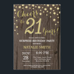 Invitation 21ème diamant d'anniversaire de surprise en bois<br><div class="desc">Étonnez la 21ème invitation d'anniversaire avec l'arrière - plan rustique de diamant de parties scintillantes en bois et d'or. Cru de pays rétro. Confettis d'or. Anniversaire adulte. Anniversaire masculin d'hommes ou de femmes. Pour davantage de personnalisation, cliquez sur svp la "personnaliser il" bouton et utilisez notre outil de conception pour...</div>