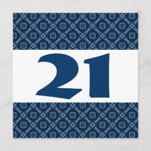 Invitation 21ème Diamants et carrés bleus W910 de fête