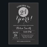Invitation 21ème Noir d'invitation d'anniversaire et parties<br><div class="desc">21ème Noir d'invitation d'anniversaire et carte de parties scintillantes d'argent. Pour davantage de personnalisation,  cliquez sur svp la "personnaliser il" bouton et utilisez notre outil de conception pour modifier ce modèle.</div>