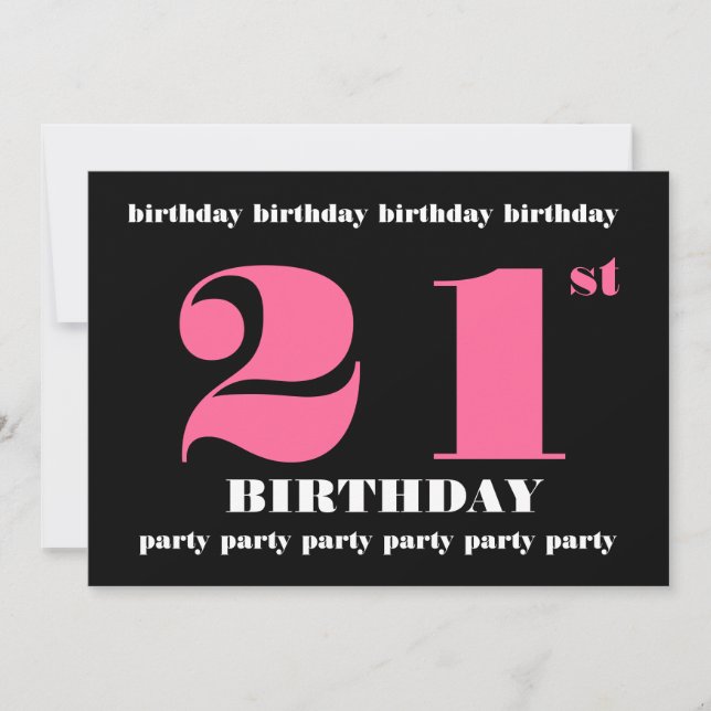 Invitation 21ème Noir W1100 de rose d'invitation de fête (Devant)