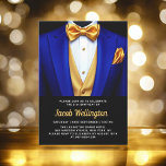 Invitation 21ème Royal Blue and Gold Tuxedo Anniversaire<br><div class="desc">Célébrez dans le style avec cette Invitation d'anniversaire Royal Blue and Gold Tuxedo, exubérant l'élégance et le raffinement. L'élégant arrière - plan noir et les touches dorées chatoyantes donnent le ton d'une affaire luxueuse, parfaite pour une célébration d'étape. Avec son design raffiné d'inspiration tuxedo, cette invitation capte l'essence d'une soirée...</div>