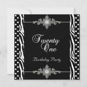 Invitation 21ème Zebra Silver White Black Spot Diamond