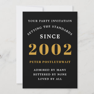 Invitation 21st Birthday 2002 Black Gold Ajouter Nom Année