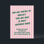 Invitation 21st Birthday Bash Pink Green Retro Stripes Party<br><div class="desc">This birthday invitation features bold green lettering on soft pink and cream stripes for a playful, retro-inspired look. Designed to celebrate a 21st birthday in a fun, confident way, it’s perfect for bar parties, milestone celebrations, and lively nights out with friends. The text and event details are fully customizable to...</div>