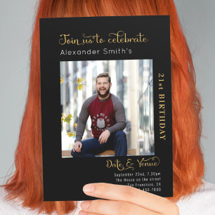 Invitation 21st Birthday Black