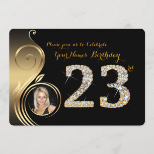 Invitation 23e,Invitation d'anniversaire,Numéro Diamant,Photo