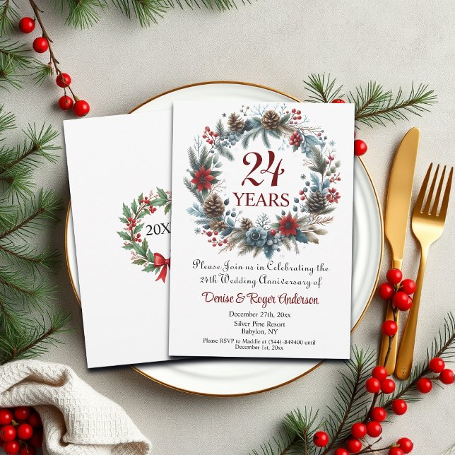 Invitation 24e anniversaire du Mariage hiver (Créateur téléchargé)
