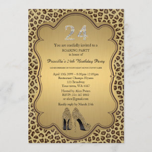 Invitation 24ème, fête d'anniversaire, 24ème, chaussures de