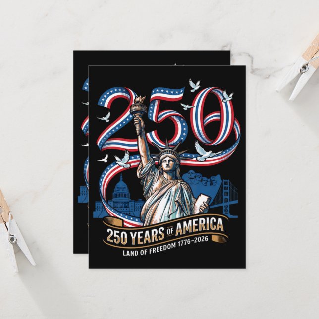 Invitation 250 Ans Anniversaire Amérique 1776 2026  (Devant/Arrière en situation)