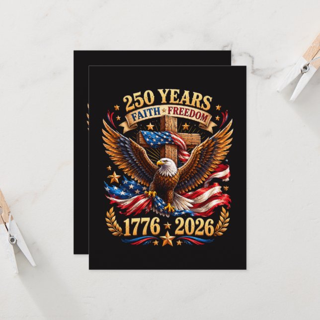 Invitation 250 Ans de Foi Liberté Aigle Patriotique (Devant/Arrière en situation)