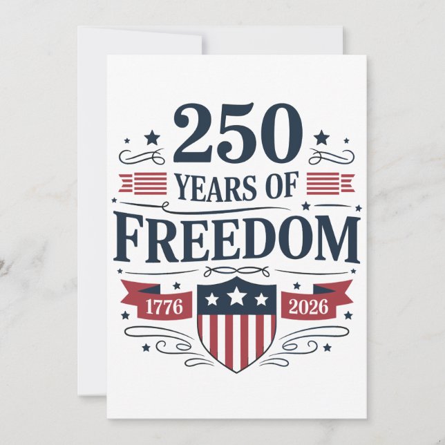 Invitation 250 Ans De Liberté 1776 2026 250e 4 Juillet (Devant)