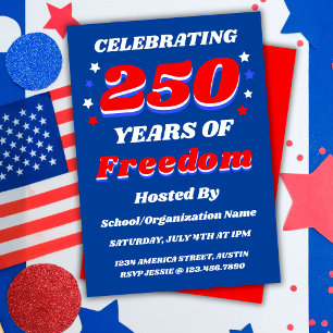 Invitation 250 Ans États-Unis Modifiable Patriotique Personna