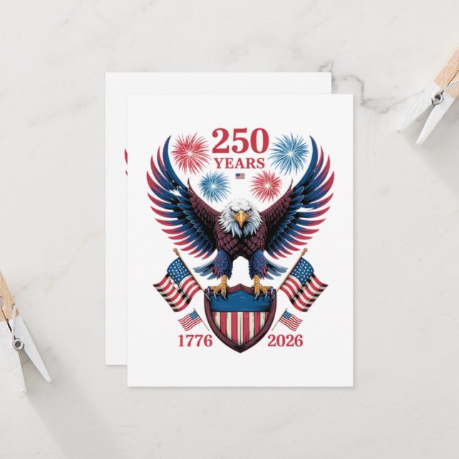 Invitation 250e anniversaire 250 ans États-Unis 1776 (Devant/Arrière en situation)