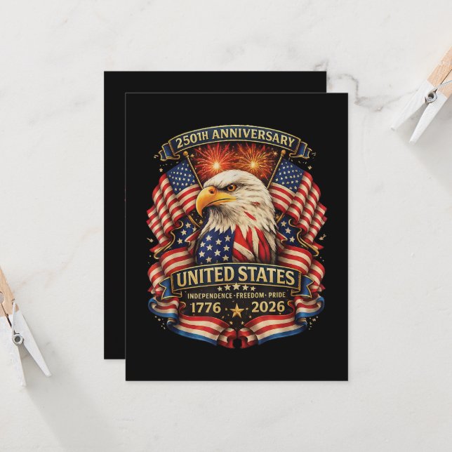 Invitation 250e anniversaire de l'indépendance des États-Unis (Devant/Arrière en situation)