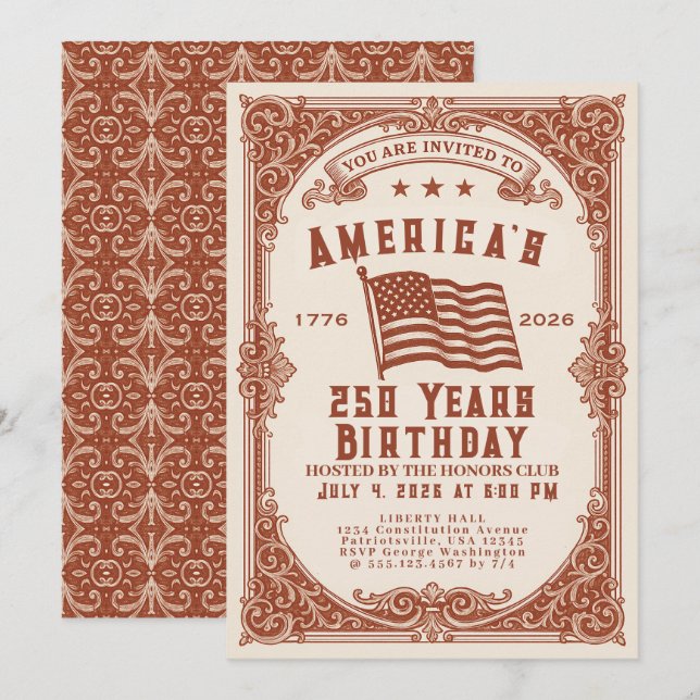 Invitation 250e anniversaire des États-Unis  (Devant / Derrière)