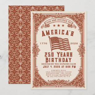 Invitation 250e anniversaire des États-Unis