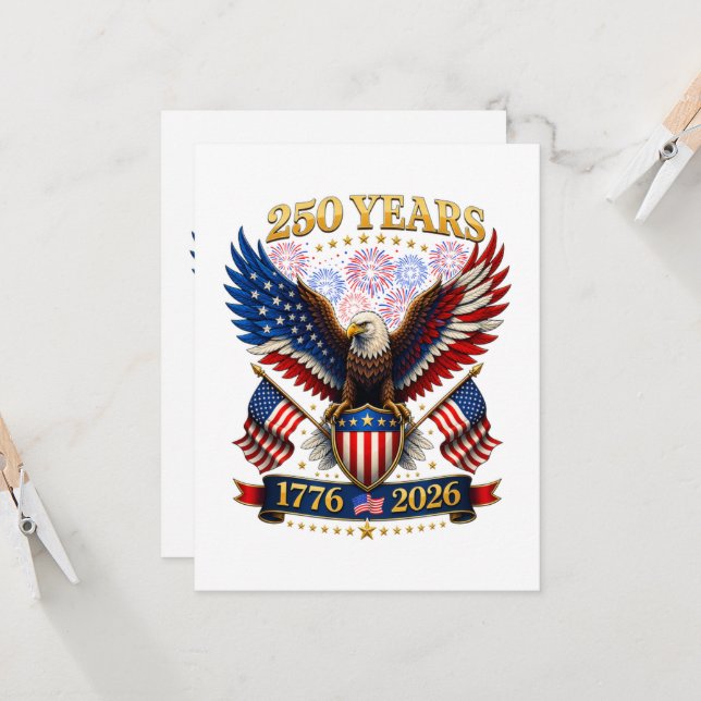 Invitation 250e anniversaire des États-Unis 1776-2026 (Devant/Arrière en situation)