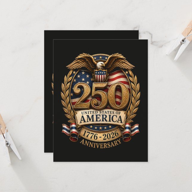 Invitation 250e anniversaire des États-Unis d'Amérique (Devant/Arrière en situation)
