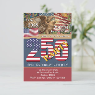Invitation 250e anniversaire États-Unis, Patriotique, Drapeau