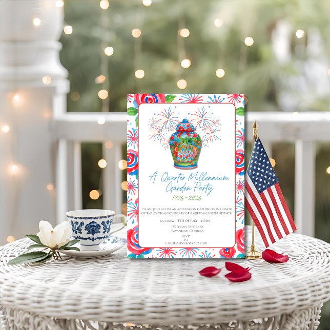 Invitation 250e anniversaire Garden Party Ginger Jar 1776 (250th Anniversary Garden Party Ginger Jar 1776 Invitation)