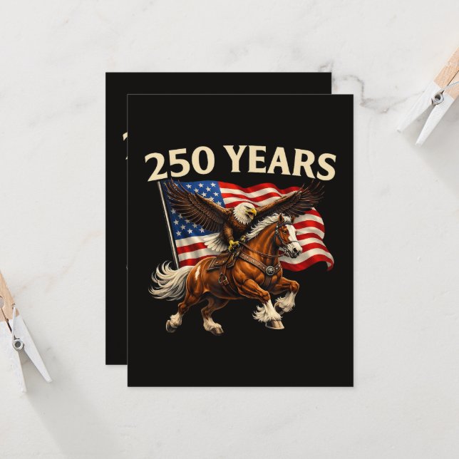 Invitation 250e anniversaire USA cheval occidental aigle (Devant/Arrière en situation)
