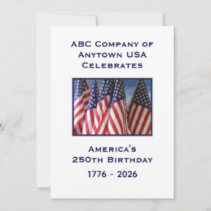 Invitation 250e anniversaire USA Drapeaux américains patrioti