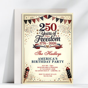 Invitation 250e anniversaire vintage d'Amérique