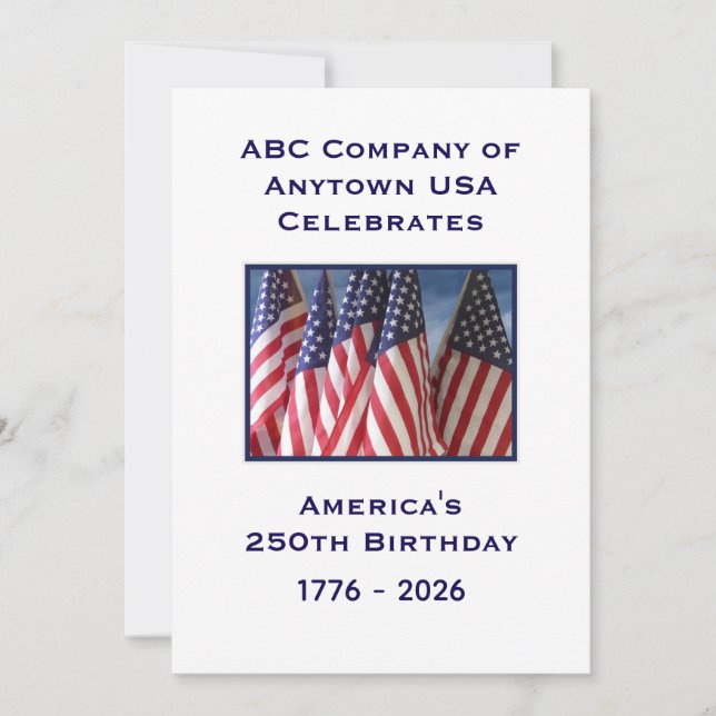 Invitation 250th Anniversary USA Patriotic American Flags BBQ (Devant)