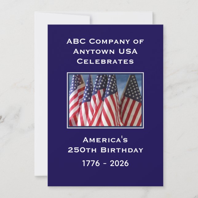 Invitation 250th Anniversary USA Patriotic American Flags BBQ (Devant)