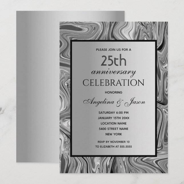 Invitation 25 Ans d'Anniversaire de Mariage (Devant / Derrière)