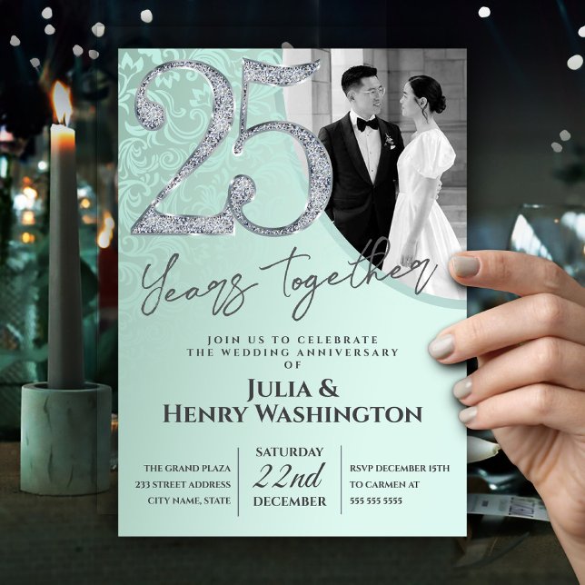 Invitation 25 Ans Ensemble Anniversaire de Mariage Argenté (Créateur téléchargé)