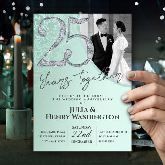 Invitation 25 Years Together Silver Wedding Anniversary 