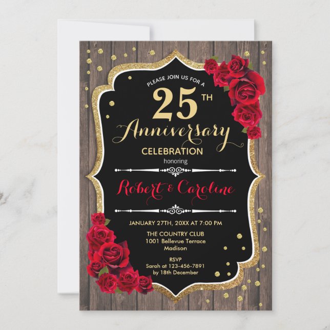 Invitation 25e Anniversaire - Bois Rouge Or (Devant)