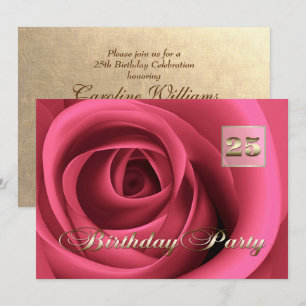Invitation 25e anniversaire Célébration élégante rose rose