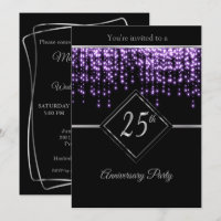 25e anniversaire d'argent avec des vedettes violet