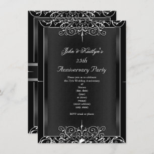 Invitation 25e anniversaire de la fête Chalkboard Argent Flor