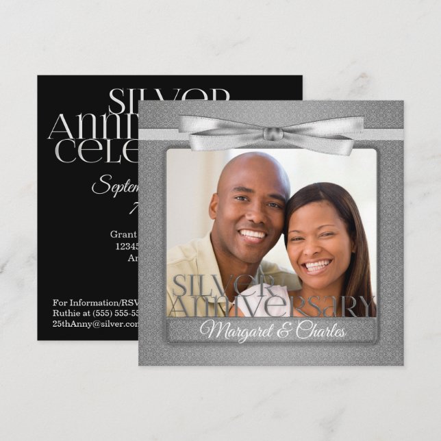 Invitation 25e anniversaire de l'argent avec photo (Devant / Derrière)
