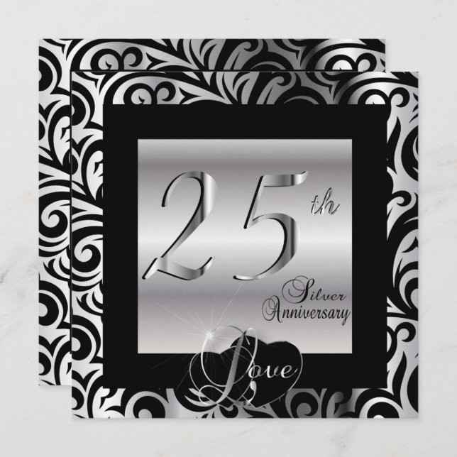 Invitation 25e anniversaire de mariage (Devant / Derrière)