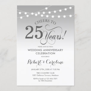 Invitation 25e anniversaire de mariage - Argent blanc