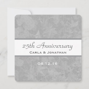 Invitation 25e Anniversaire de Mariage Argent Feuilles Atténu