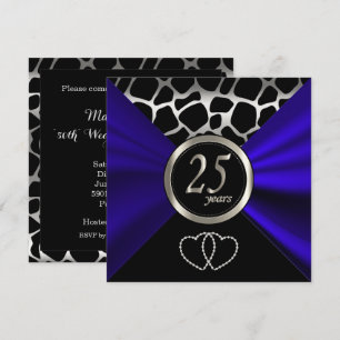 Invitation 25e anniversaire de mariage argent   Motif girafe