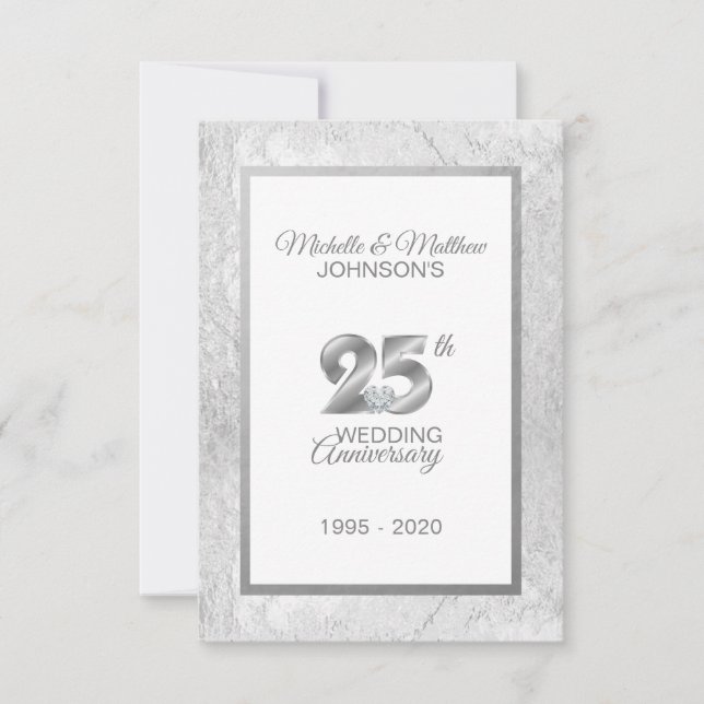 Invitation 25e anniversaire de mariage argent personnalisé (Devant)