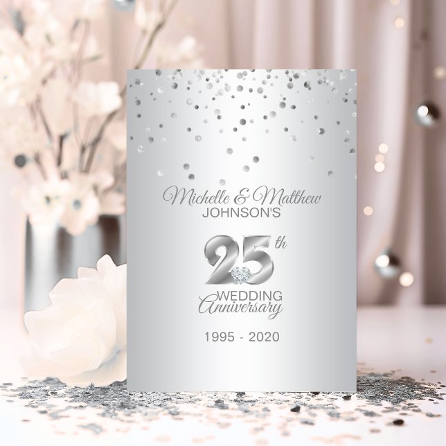 Invitation 25e anniversaire de mariage argent personnalisé (Personalized 25th Silver Wedding Anniversary Invitation)