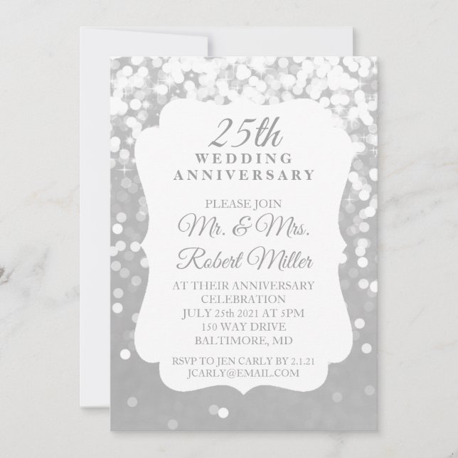 Invitation - 25e anniversaire de mariage Argent sc (Devant)