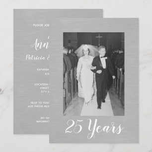 Invitation 25e Anniversaire de Mariage avec Photo Argent Bros