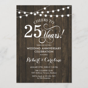 Invitation 25e anniversaire de mariage - Bois rustique